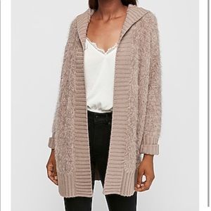 Express Cozy Furry Chenille Hooded Sweater Coat